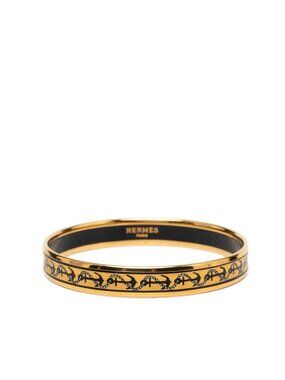 Hermes Enamel PM Bangle Gold Multicolor Plated Bracelet